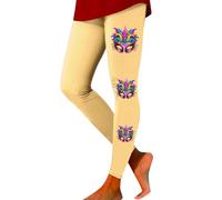 Generisch Damen Leggings Festlich 3D Druck Leggings Hohe Taille Damenhose Elastische Taille Leicht Yogahose Party Pants Freizeit Stretch Sporthose Weiche Trousers Festliche Hosen Gelb S