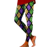 Generisch Damen Leggings Festlich Fasching Hohe Taille Yogahose 3D Druck Strumpfhose Stretch Hosen Leicht Trousers Party Weiche Pants Bequeme Festliche Sporthose Freizeit Damenhose Gold M