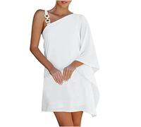 Generisch Damen One Shoulder Kleid Sommer Cocktailkleid Kurz Elegant Partykleid Einschulter Langarm Sommerkleider Damen Leicht Und Luftig Abendkleid Kurze Schick Kleider Festliche Locker Trägerkleid