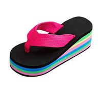 Generisch Damen Pantoletten, Sommerschuhe, Plateau Freizeit Zehentrenner, Bunte Plateausohle Slippers Orthopädische Slide Sport Sandalen Trekking Wandern Sommer Outdoor Schuhe Atmungsaktiv