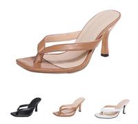 Generisch Damen-Pantoletten, Zehentrenner, quadratischer Zehenbereich, Flip-Flops, sexy Stiletto-Kleid, Party-Sandalen, Sandalen Damen Mit Absatz, High Heels Pumps, Retro, Sommer, Bequem House Shoes