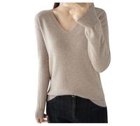 Generisch Damen Pullover Lässig V-Ausschnitt Strickpullover Baumwolle Sweatshirt Oversized Tunika Tops Herbst Langarm Pulli Weich Sweater Winterpullover Damenpullover Longpullover Braun Lila 3XL