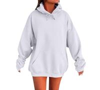 Generisch Damen Pullover Oberteile Kapuzenjacke Lang Sweatshirt Damen Hoodie Sweatjacke Baumwoll Sweatshirtjacke Kapuzenpullover Mit Kapuze Langarm Sport Style Oversize 2-Weiß 3XL