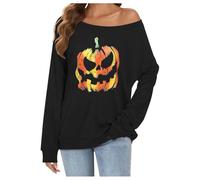 Generisch Damen Pullover, Weihnachtspullover Damen Lustige Sexy Schulterfreies Oberteil mit Weihnachtsmotiv Druck Baggy Weihnachten Pullover Langarm Lässige Weihnachtspulli Elegant Weihnachtsshirt