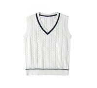 Generisch Damen Pullunder mit V-Ausschnitt Ärmellose Pullover Modisch Casual Strickpullover Männer Frauen Strickweste Loose Fit Freizeitweste Herbst Winter Pullunder für Alltag