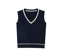 Generisch Damen Pullunder mit V-Ausschnitt Ärmellose Pullover Modisch Casual Strickpullover Männer Frauen Strickweste Loose Fit Freizeitweste Herbst Winter Pullunder für Alltag