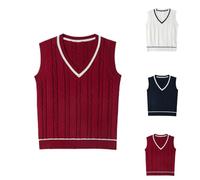 Generisch Damen Pullunder mit V-Ausschnitt Ärmellose Pullover Modisch Casual Strickpullover Männer Frauen Strickweste Loose Fit Freizeitweste Herbst Winter Pullunder für Alltag