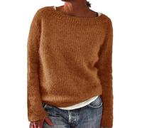 Generisch Damen Pullunder, Warmer Pullover Damen, Pullover Strickpullover Norweger Langarm Rundhals Elegant Stricken Oberteil Warm Winter Sweater Jumpers Herbst Winter Pulli