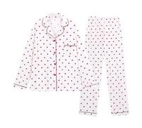 Generisch Damen Pyjama-Set Casual Pyjama Cute Fruit Floral Printed Pyjamas Frühling Herbst Cartoon-Muster Vintage Homewear V-Ausschnitt Langarm Einreihig Nachtwäsche Schlafanzughose