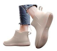 Generisch Damen-Regenschuhe, modische, niedrig geschnittene Gummistiefel, rutschfeste Outdoor-Arbeitsschuhe zum Gehen Autowaschen, ganzjährig, Bequeme Freizeitkleidung mit Jeans (Beige, 35)