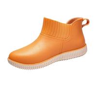 Generisch Damen-Regenschuhe, modische, niedrig geschnittene Gummistiefel, rutschfeste Outdoor-Arbeitsschuhe zum Gehen Autowaschen, ganzjährig, Bequeme Freizeitkleidung mit Jeans (Orange, 38)