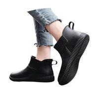 Generisch Damen-Regenschuhe, modische, niedrig geschnittene Gummistiefel, rutschfeste Outdoor-Arbeitsschuhe zum Gehen Autowaschen, ganzjährig, Bequeme Freizeitkleidung mit Jeans (Black, 35)