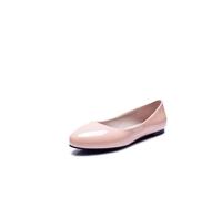 Generisch Damen Runde Zehen Lack Flache Slip on Pump Schlicht Minimalistisch Freizeit,Rosa,41 EU