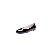 Generisch Damen Runde Zehen Lack Flache Slip on Pump Schlicht Minimalistisch Freizeit,Schwarz,41.5 EU