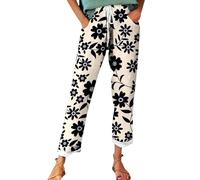 Generisch Damen Sale Bekleidung Sommerhose Leichte Leinenhose Große Größen Bequeme Freizeithose Lang Linen Pants High Waist Stoffhose Leinen Hosen Sale Damen Hosen Angebote des Tages Heute