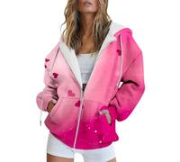 Generisch Damen Sale, Must Haves, Jacken Für Damen Winterjacke Langärmliger Mantel Mit Kapuze Und Taschen Für Damen Im Frühlings-Valentinstag-Love-Print Max Max Mantel, Sale Bekleidung