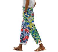Generisch Damen Sale Wanderhose 7/8 Hose Sommer Leinenhose Baumwolle Stoffhose Lockere Strandhose Freizeithose Sale Angebote