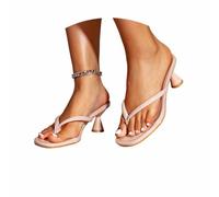 Generisch Damen-Sandalen mit Kätzchen-Absätzen Elegante Kitten Heels Flip Flops - Zehentrenner mit offenem Zeh, zum Reinschlüpfen, niedriger Absatz, Freizeitschuhe für Sommer & Hochzeit