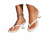 Generisch Damen-Sandalen mit Kätzchen-Absätzen Elegante Kitten Heels Flip Flops - Zehentrenner mit offenem Zeh, zum Reinschlüpfen, niedriger Absatz, Freizeitschuhe für Sommer & Hochzeit