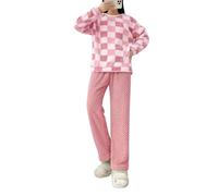 Generisch Damen Schlafanzug Lang - Damen Fleecejacke Set mit Stehkragen Langarm Strickjacke Winter Bettwäsche Hose weich wärmend -Outfit