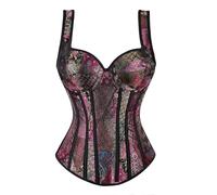 Generisch Damen Schnürkorsett Top Übergröße Satin Floral Boned Overbust Bustier Lingerie Brown Corset Passt zu jedem Outfit