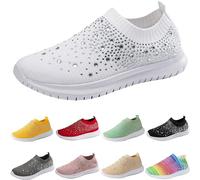 Generisch Damen Sneakers Glitzer Sportschuhe Ohne Schnürsenkel Walkingschuhe Mesh Atmungsaktiv Laufschuhe Turnschuhe Leicht Freizeitschuhe Bequeme Schlupfschuhe Slip On Straßenlaufschuhe Slipper