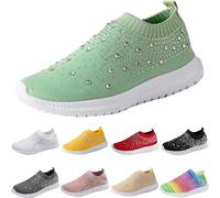 Generisch Damen Sneakers Glitzer Sportschuhe Ohne Schnürsenkel Walkingschuhe Mesh Atmungsaktiv Laufschuhe Turnschuhe Leicht Freizeitschuhe Bequeme Schlupfschuhe Slip On Straßenlaufschuhe Slipper