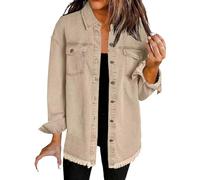Generisch Damen Sommer Kurzarm Jeansjacke, Damen Jacke Frühling, Oversize Denim Jacke Frayed Hem Übergangsjacke Leichte Sommerjacke Jeansjacken Frühjahr Sommer Freizeitjacke, Must Have