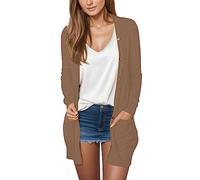 Generisch Damen Sommer Langarm Lang Strickjacken Elegante Lässige Leichte Strickjacke Mit Tasche High Low Saum Komfortable Losen Urlaub Travel Shopping Täglich Leben Schulterjacke Casual Top