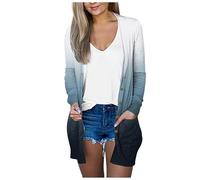 Generisch Damen Sommer Langarm Lang Strickjacken Elegante Lässige Leichte Strickjacke Mit Tasche High Low Saum Komfortable Losen Urlaub Travel Shopping Täglich Leben Schulterjacke Casual Top