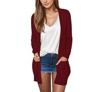 Generisch Damen Sommer Langarm Lang Strickjacken Elegante Lässige Leichte Strickjacke Mit Tasche High Low Saum Komfortable Losen Urlaub Travel Shopping Täglich Leben Schulterjacke Casual Top