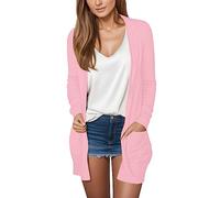 Generisch Damen Sommer Langarm Lang Strickjacken Elegante Lässige Leichte Strickjacke Mit Tasche High Low Saum Komfortable Losen Urlaub Travel Shopping Täglich Leben Schulterjacke Casual Top