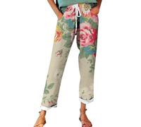Generisch Damen Sommerhose Leichte Leinenhose Große Größen Bequeme Freizeithose Lang Linen Pants High Waist Stoffhose Leinen Hosen Angebote Damen