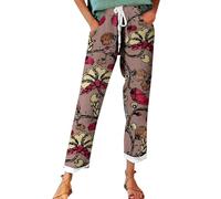 Generisch Damen Sommerhose Leinenhose Große Größen Bequeme Freizeithose Lang Linen Pants High Waist Stoffhose Leinen Hosen Deal des Tages Sale Damen Hosen Angebote des Tages Heute