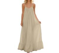 Generisch Damen Sommerkleid, Strandkleid Damen, Lässiges Ärmelloses Maxikleid Mit Offenem Rücken Locker Geschnittenes Hauskleid