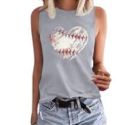 Generisch Damen Spaghetti Tops Frühling/Rundhalsausschnitt Baseball Buchstabendruck Be Your Own Sunshine Ärmelloses Tanktop Sommer Für Tshirt Ärmellos Bluse Tanktops Große Größen Top Locker Grey XXL