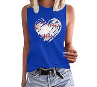 Generisch Damen Spaghetti Tops Frühling/Rundhalsausschnitt Baseball Buchstabendruck Be Your Own Sunshine Ärmelloses Tanktop Sommer Für Tshirt Ärmellos Bluse Tanktops Große Größen Top Locker Blau 3XL