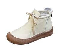 Generisch Damen Stiefeletten Mittelalter Schuhe Biker Boots Für Herbst Winter, Schnürstiefel Aus Wasserdichtem Pu-Leder Bequem rutschfest Flache Stiefeletten Weiche Bottom Kurzestiefel