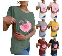 Generisch Damen Stillshirt mit Reißverschluss Kurzarm Umstandsshirt Stillen Stillfreundliches Umstandsmode T-Shirt Mama's Boobery Always On Tap Tops Blumen Drucken Schwangere Nursing Tshirt Oberteil