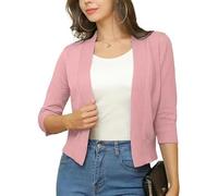 Generisch Damen Strickjacke 3/4 Arm Bolero Jacke Casual Einfarbig Cardigans Vorne Offen Kurz Sommer Elegant Festlich Shrug Schulterjacke Oberbekleidung