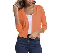 Generisch Damen Strickjacke 3/4 Arm Bolero Jacke Casual Einfarbig Cardigans Vorne Offen Kurz Sommer Elegant Festlich Shrug Schulterjacke Oberbekleidung