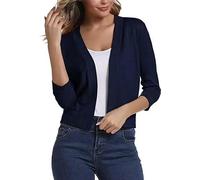 Generisch Damen Strickjacke 3/4 Arm Bolero Jacke Casual Einfarbig Cardigans Vorne Offen Kurz Sommer Elegant Festlich Shrug Schulterjacke Oberbekleidung