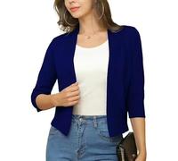 Generisch Damen Strickjacke 3/4 Arm Bolero Jacke Casual Einfarbig Cardigans Vorne Offen Kurz Sommer Elegant Festlich Shrug Schulterjacke Oberbekleidung