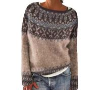 Generisch Damen Strickjacken, Flauschige Strickjacke Damen, Winterpullover Sweatshirts Oversize Strickpullover Rundhals Winter Warmer Damenpullover Jumpers Sweater