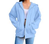 Generisch Damen Sweatjacke Mit Kapuze Hoodie Jacke Oversize Zipper Sportjacke Frauen Langarm Kapuzenjacke Sweatshirt-Jacke Leichte Hoodies Sportjacken Damen-Jacken Casual Style Bomberjacke 38