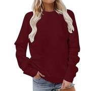 Generisch Damen Sweatshirt Pullover Ohne Kapuze Elegant Basic Einfarbig Langarmshirt Rundhals Baumwolle Pulli Winter Casual Oberteile Langarm Top
