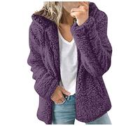 Generisch Damen Teddy Fleecejacke Hoodie mit ReißVerschluss Sherpa Fleece Jacke Teddyfleece Pullover Flauschige Warm Winter Bekleidung Mode Winterjacke mit Kapuze Kuschel Teddyjacke
