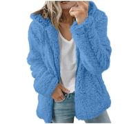 Generisch Damen Teddy Fleecejacke Hoodie mit ReißVerschluss Sherpa Fleece Jacke Teddyfleece Pullover Flauschige Warm Winter Bekleidung Mode Winterjacke mit Kapuze Kuschel Teddyjacke