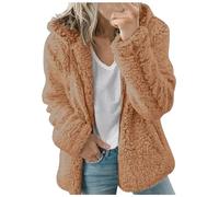Generisch Damen Teddy Fleecejacke Hoodie mit ReißVerschluss Sherpa Fleece Jacke Teddyfleece Pullover Flauschige Warm Winter Bekleidung Mode Winterjacke mit Kapuze Kuschel Teddyjacke
