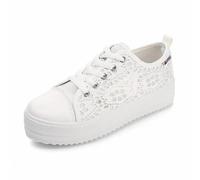 Generisch Damen Trachten Sneaker Schnüren Trachtenschuhe Mesh Atmungsaktiv Sneaker Sport Elegante Schuhe Freizeitschuhe Oktoberfest Outdoor Sportschuhe Walkingschuhe (White, 40)